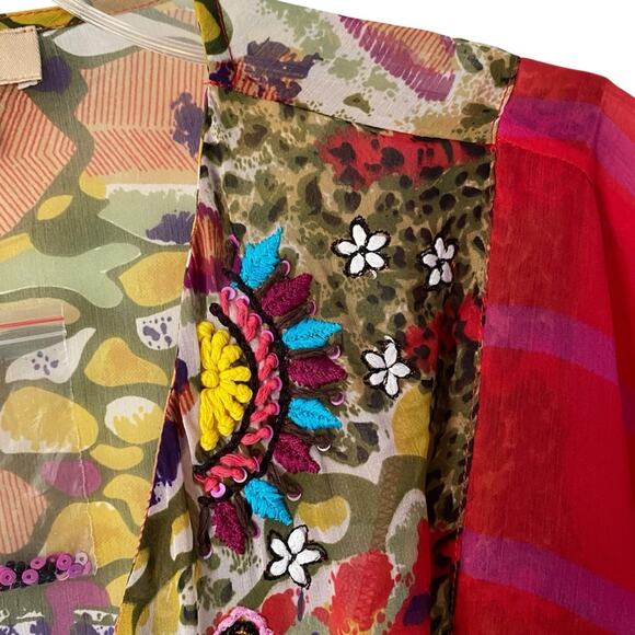Sundance Krya NWTs Embroidered Beaded Drawstring Cover Up Tunic size medium - Picture 2 of 8